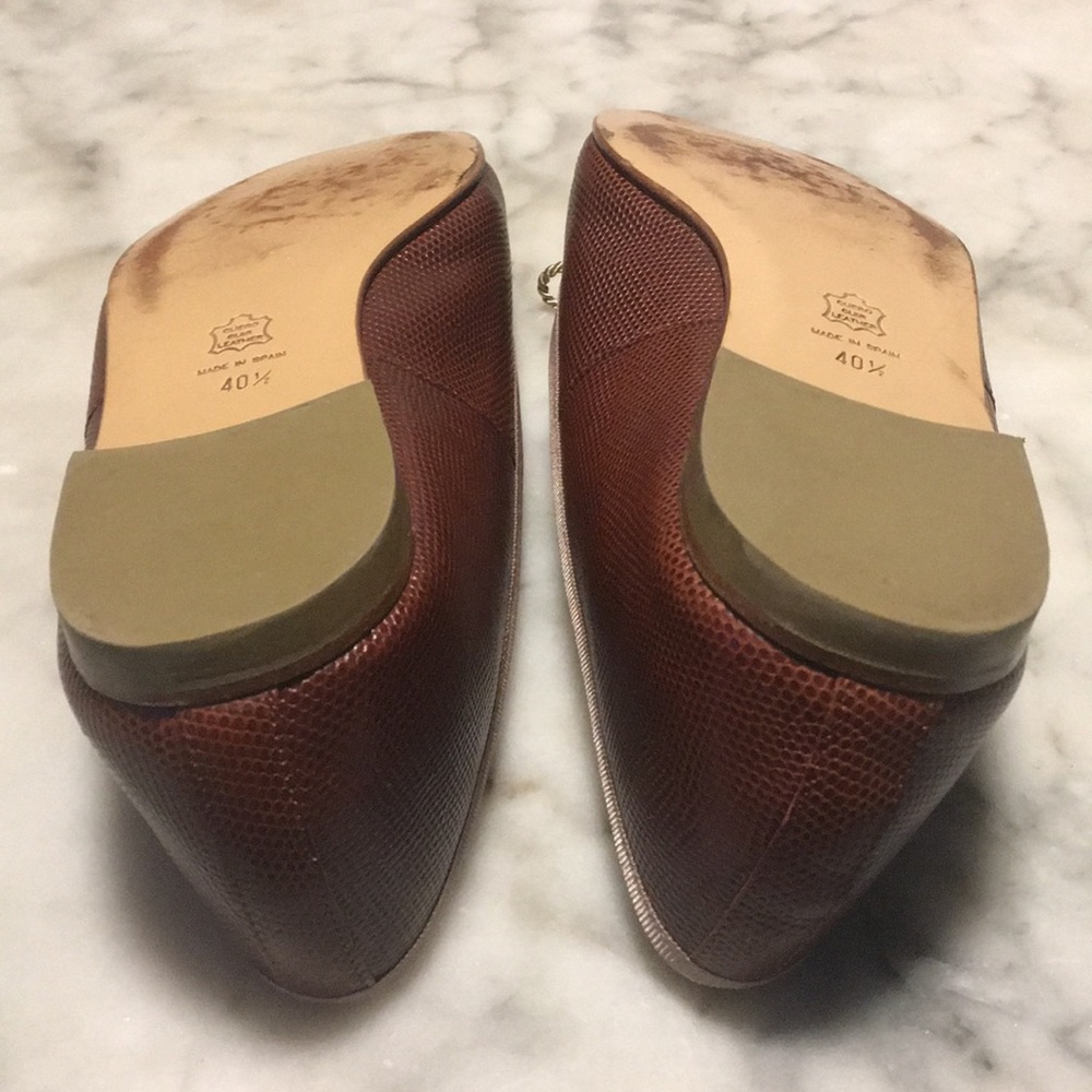 Blue Velvet Brown Lizard Embossed Leather Flats - Picture 8 of 8